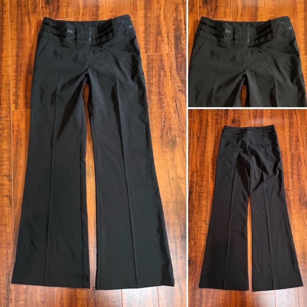 H&M sz 4 Black Tux Style Ribbon Waist Decorative DRESSY Pants Slacks - Picture 3 of 7